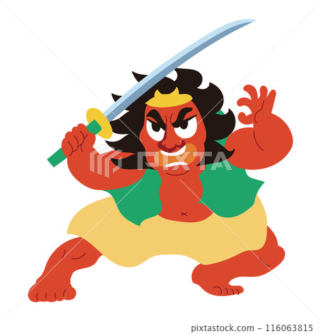 Illustration of a red human figure on a Nebuta Festival float Illustration of a red human figure on a Nebuta Festival float 116063815