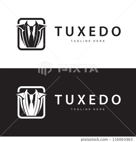 Black silhouette design tuxedo jacket logo simple illustration template for company branding use 116063963