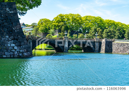 [Tokyo] Nijubashi Bridge in the Imperial Palace, with beautiful fresh greenery 116063996