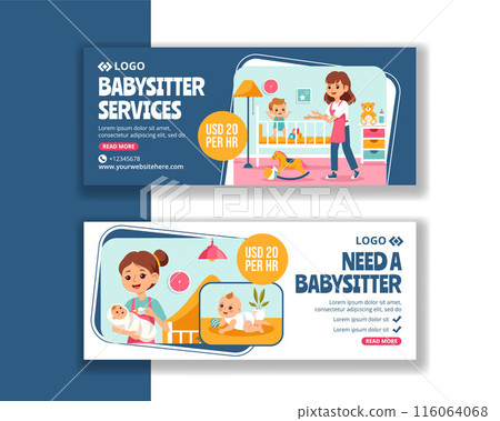 Babysitter or Nanny Services Horizontal Banner Flat Cartoon Hand Drawn Templates Background Illustration Babysitter or Nanny Services Horizontal Banner Flat Cartoon Hand Drawn Templates Background Illustration 116064068