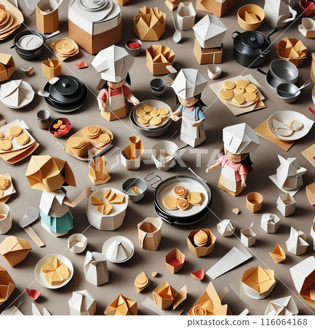 Origami Food and Cooking Utensils Collection. Generative AI 116064168