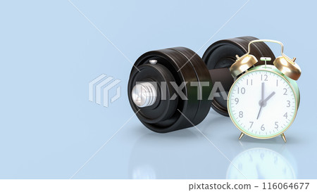 The clock and dumbbell for health and sci concept 3d rendering 116064677