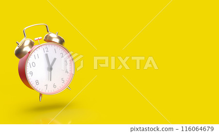 The red vintage clock on yellow background 3d rendering. 116064679