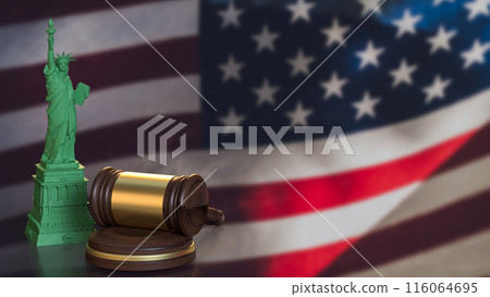 The statue of liberty and wood hammer for law concept 3d rendering. The statue of liberty and wood hammer for law concept 3d rendering. 116064695