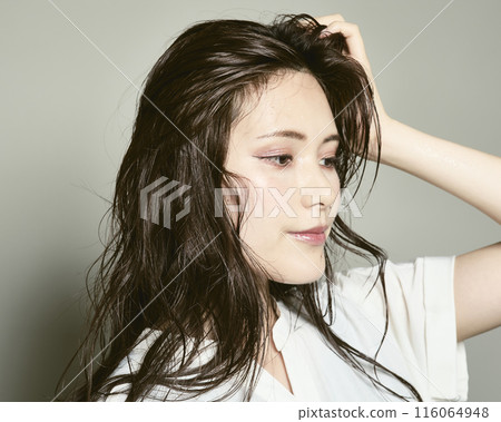 White background young lady White background young lady 116064948