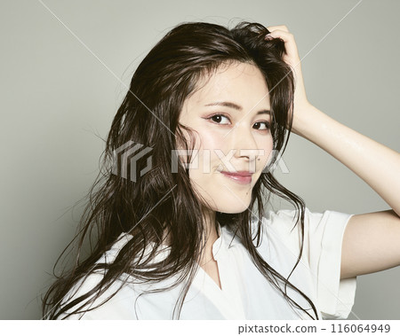White background young lady White background young lady 116064949