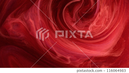 Vortex cloud. Paint water blend. Blur red color glowing enchanting haze texture ink steam floating esoteric abstract art background. 116064983