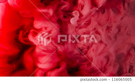 Smoke wave. Paint water drop. Defocused pink red color fume splash flow on sparkling glitter texture abstract art background. 116065005