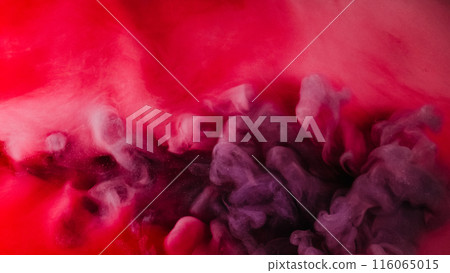 Ink water drop. Vapor cloud. Defocused purple red color shimmering glitter particles explosion smoke floating abstract art background. Ink water drop. Vapor cloud. Defocused purple red color shimmering glitter particles explosion smoke floating abstract art background. 116065015