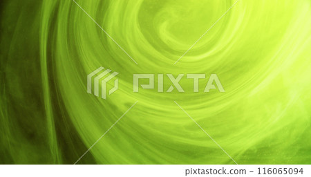Paint splash water. Mist cloud. Defocused neon yellow green glowing silk steam texture ink floating whirl abstract art background. 116065094