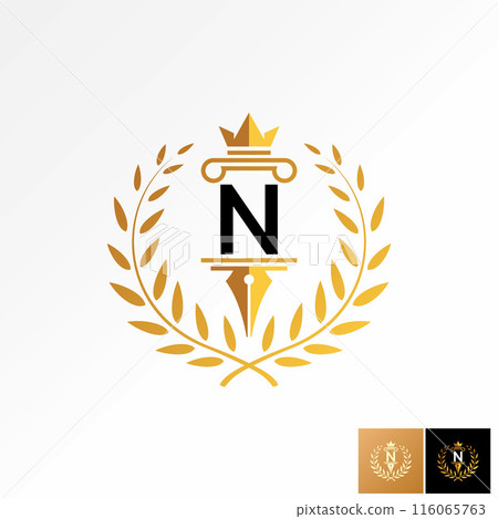 Logo design graphic concept creative premium vector stock initial N font pillar pen law lawyer advovate stalk leaves leaf Related to emblem badge firm Logo design graphic concept creative premium vector stock initial N font pillar pen law lawyer advovate stalk leaves leaf Related to emblem badge firm 116065763