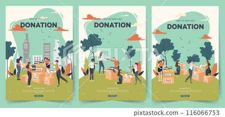Donation Poster Vector Set for Charity and Community Support - Modern and Colorful Designs for Fundraising Events Donation Poster Vector Set for Charity and Community Support - Modern and Colorful Designs for Fundraising Events 116066753