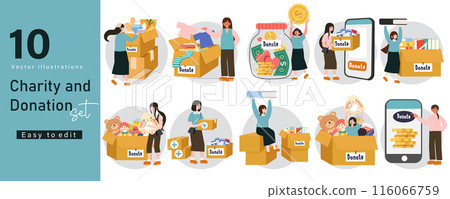 Diverse Charity and Donation Activities .Vector Illustrations Set for Fundraising, Volunteering, and Community Support. vector illustration. Diverse Charity and Donation Activities .Vector Illustrations Set for Fundraising, Volunteering, and Community Support. vector illustration. 116066759