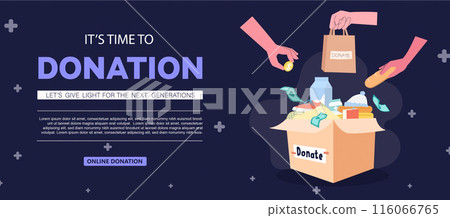 Vector Donation Poster Design with Hands Giving Items to a Donation Box for Charity and Community Support Vector Donation Poster Design with Hands Giving Items to a Donation Box for Charity and Community Support 116066765