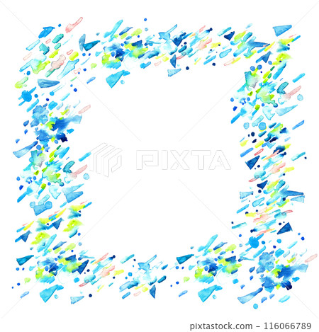 水彩。帶有水彩觸感的幾何向量插圖。抽象圖像水彩背景。夏季淺藍色水彩背景。 116066789