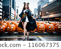AI-generated | Halloween image | Woman having fun in cosplay 116067375