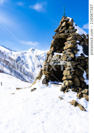長野縣白馬村、北阿爾卑斯山琴見山、雪山登山、地藏頭、五龍山(武田菱) 長野縣白馬村、北阿爾卑斯山琴見山、雪山登山、地藏頭、五龍山(武田菱) 116067387