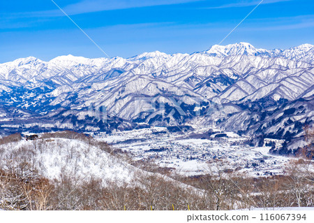 Hakuba Village, Kitaazumi District, Nagano Prefecture: Mount Hiuchi, Mount Myoko, and Mount Takatsuma seen from Hakuba Goryu Ski Resort Hakuba Village, Kitaazumi District, Nagano Prefecture: Mount Hiuchi, Mount Myoko, and Mount Takatsuma seen from Hakuba Goryu Ski Resort 116067394