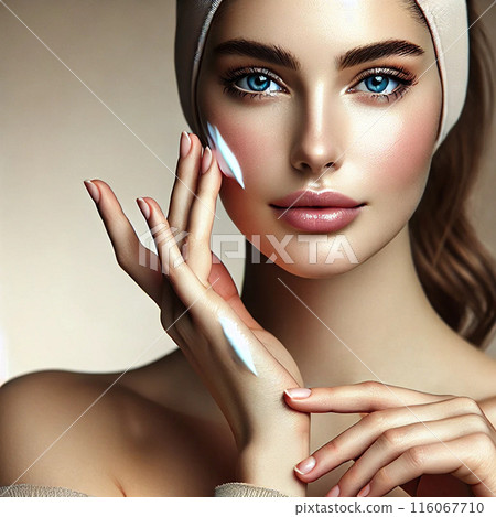 Women painting moisturizing cream 116067710