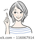 Senior woman pointing pose illustration 116067914