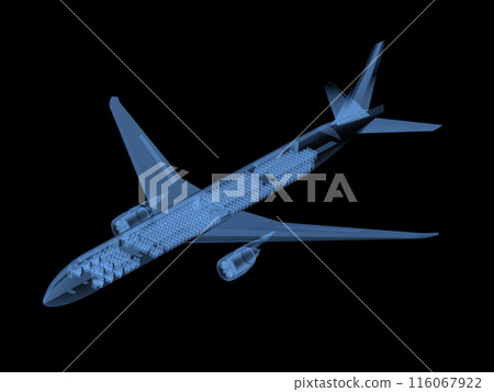X-ray airplane full length isolated on black background X-ray airplane full length isolated on black background 116067922