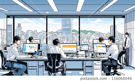 Work scene in an office in the city Work scene in an office in the city 116068040