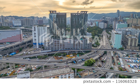the Vibrant City Life in Kwai Fong District, hk June 22 2024 116068328