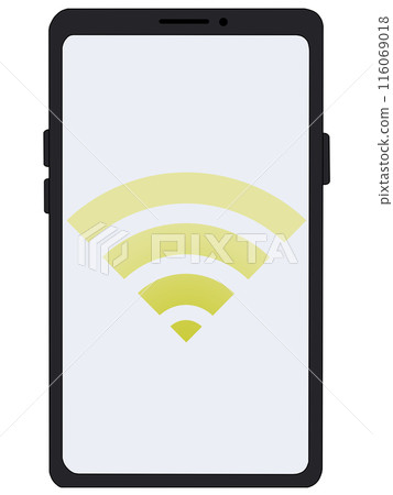 Wi-Fi (yellow) displayed on smartphone (black) Wi-Fi (yellow) displayed on smartphone (black) 116069018