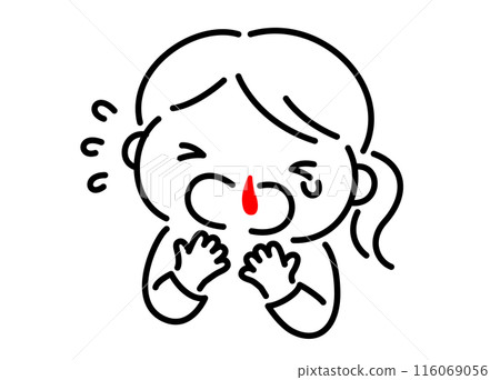 一個因流鼻血而驚慌失措的女孩 116069056