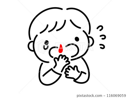 A boy panics after getting a nosebleed A boy panics after getting a nosebleed 116069059