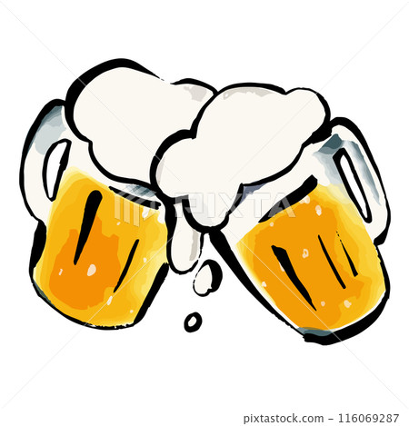 烤麵包與啤酒手繪插圖 116069287