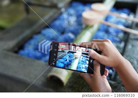Washing with the ladle at the chozuya (purification fountain) 3 Washing with the ladle at the chozuya (purification fountain) 3 116069310