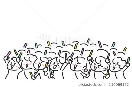 People enthusiastically getting excited at a concert Penlight Men and women Young Cheers Upper body Simple line drawing illustration 116069552