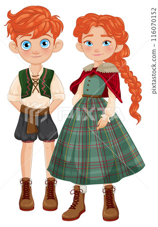 Traditional Scottish Children Illustration Traditional Scottish Children Illustration 116070152
