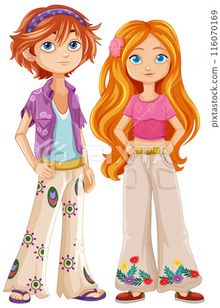 Hippie Boy and Girl Characters Hippie Boy and Girl Characters 116070169