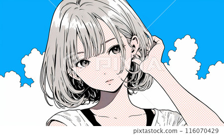 A young woman pondering under the hot sun 116070429