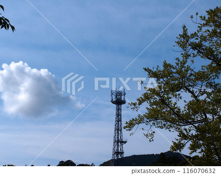 Spring sky, Nagi, Mt. Washio, and radio tower (blue sky, steel tower, and oak) Spring sky, Nagi, Mt. Washio, and radio tower (blue sky, steel tower, and oak) 116070632
