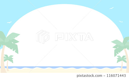 與熱帶海灘和棕櫚樹的框架 與熱帶海灘和棕櫚樹的框架 116071443