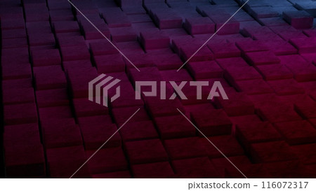 3d illustration Abstract background of cubes in neon light 116072317