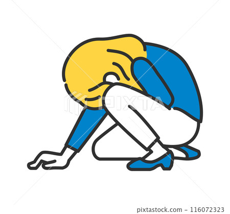 Illustration of a woman crouching Illustration of a woman crouching 116072323