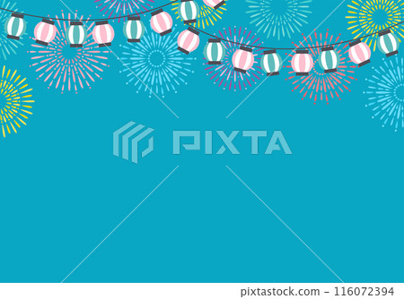 Stylish summer festival fireworks frame background 12 green 116072394