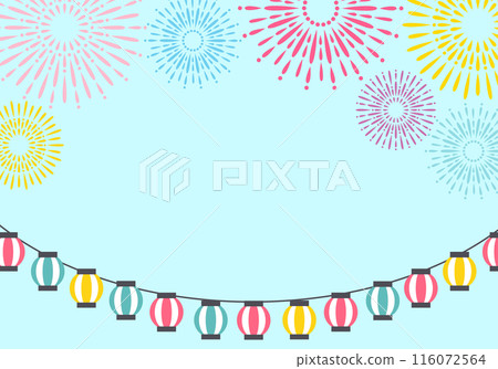 Stylish summer festival fireworks frame background 16 light blue 116072564