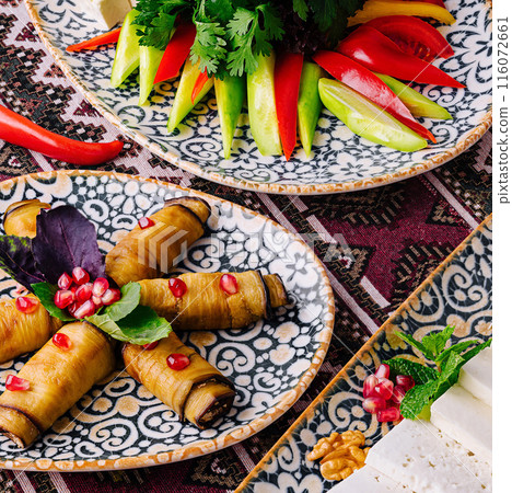 Colorful middle eastern mezze platter Colorful middle eastern mezze platter 116072661