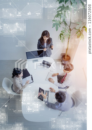 Business people in meetings and digital technology DX 116072808