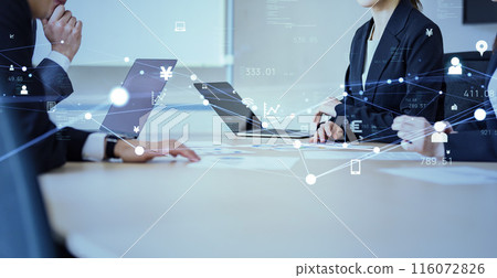 Meeting business people and communication network 116072826