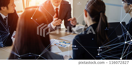 Meeting business people and communication network 116072827