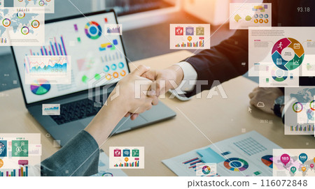 Business people shaking hands and business data 116072848