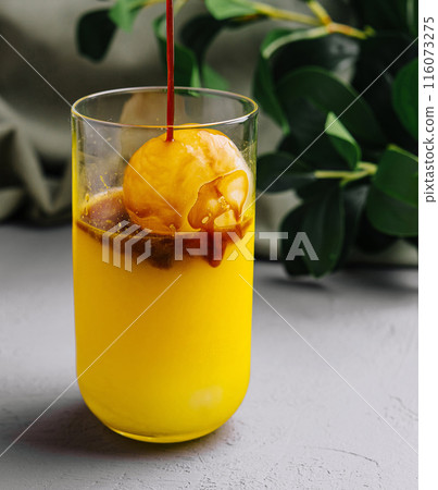 Fresh orange sorbet float in glass 116073275