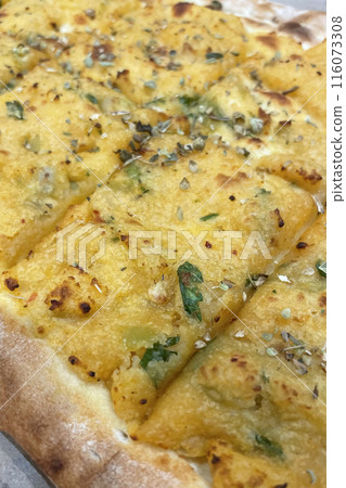 Close-up. Ready to eat potato pita.Pita. Fast food concept. Turkish food. 116073308