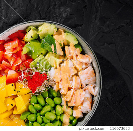 Fresh shrimps and avocado salad bowl Fresh shrimps and avocado salad bowl 116073633